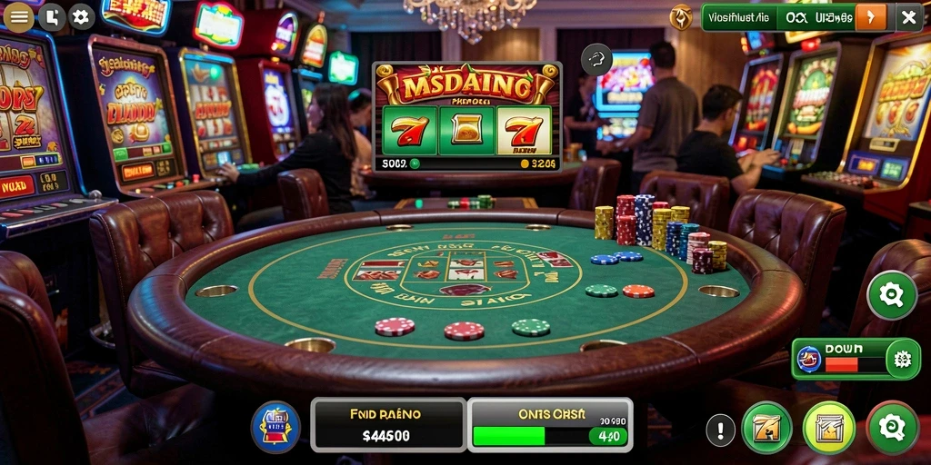 Tampilan mesin slot dengan tema tropis yang cerah.